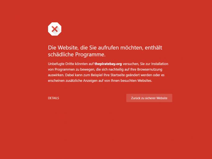 Chrome und Firefox warnen vor The Pirate Bay