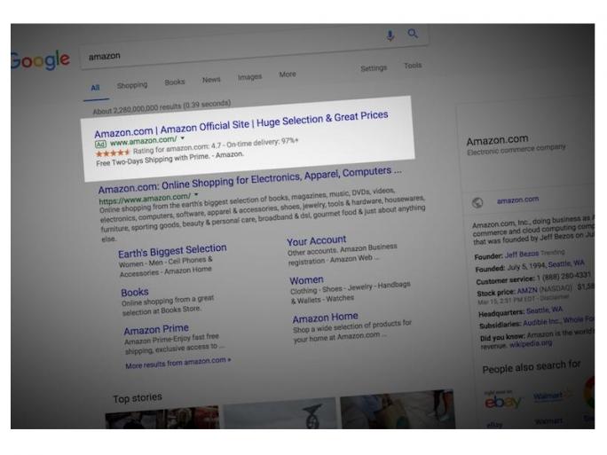 Google-Suche zeigt betrügerische Amazon-Werbung an