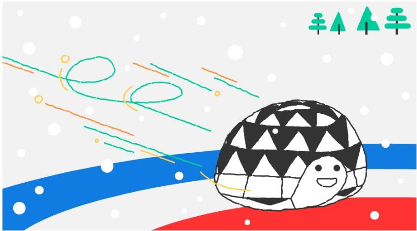 Eine Schildkröte beim Curling  Google begleitet Olympia mit Doodle-Serie