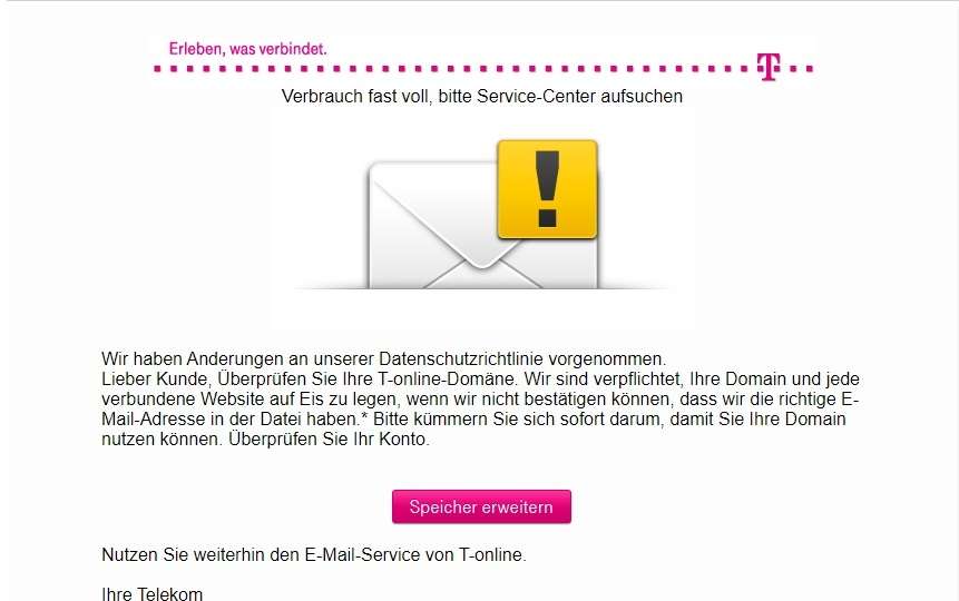 Phishing-Ticker für Januar  Betrüger verschicken falsche Telekom- und t-online.de-E-Mails