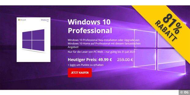 Windows 10 Pro für nur 49,99 Euro im PC-Welt-Shop