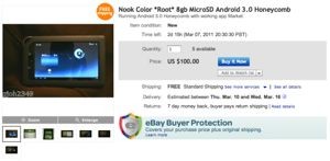 Android-Hacks für den Nook Color auf eBay versteigert