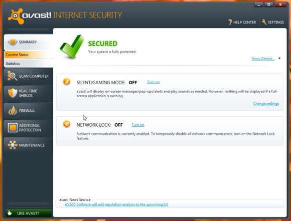 Avast Free Antivirus 6: guter Schutz, wenig Speicherbedarf